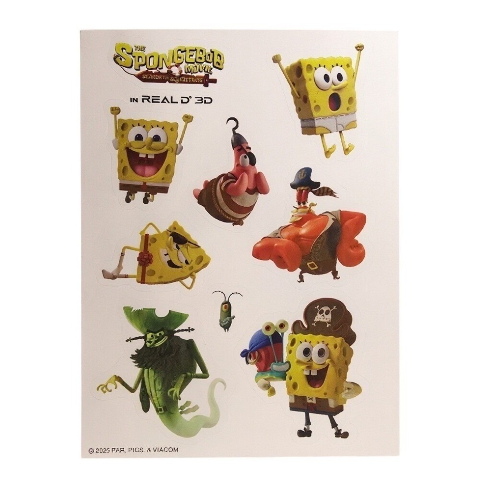 NICKELODEON SpongeBob Movie Sticker Sheet Search for Squarepants Collectible Y2K